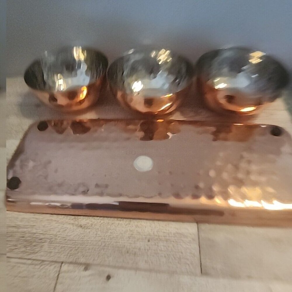 Gatherings Godinger Silver Art Co Copper Condiment 3 Bowl Set - Picture 7 of 9